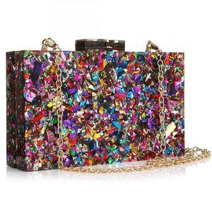 Acrylic Handbags Multicolor Perspex Geometric Purses Box Clutch :v